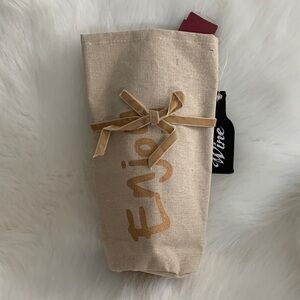 Beige Wine Bag with Gold Accents